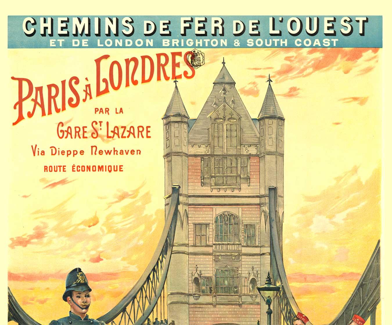 Original Paris to London by train vintage poster  Paris - Loundres - Print by H. Colb