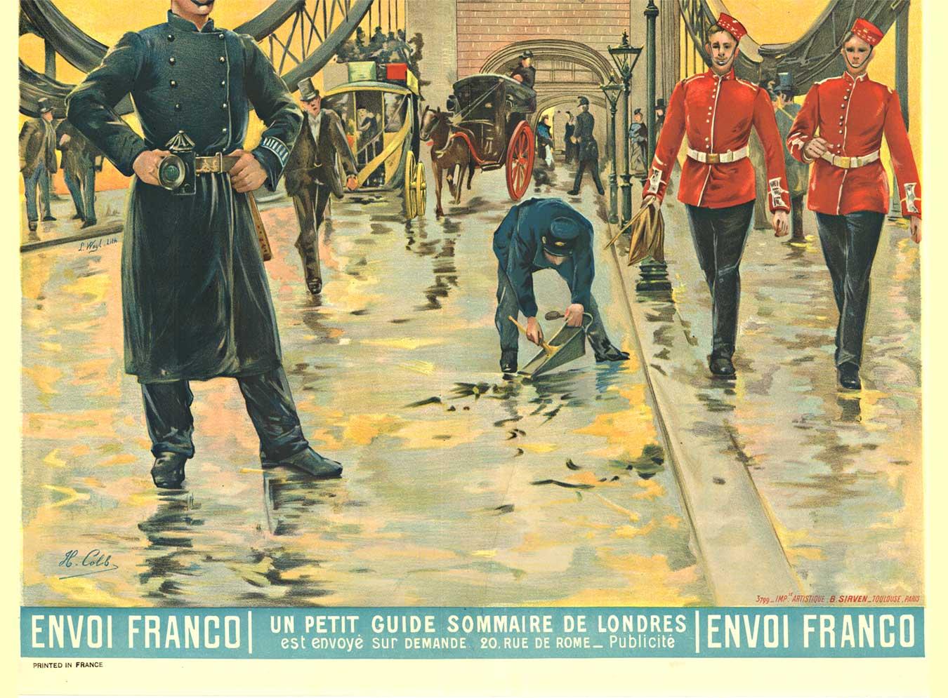 Original Paris to London by train vintage poster  Paris - Loundres - Art Nouveau Print by H. Colb