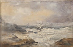 H. Collins  - 1898 Oil, On Stormy Seas