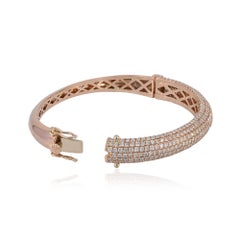 H Color SI Purity Natural Diamond 14k Gold Openable Bangle Fine Jewelry