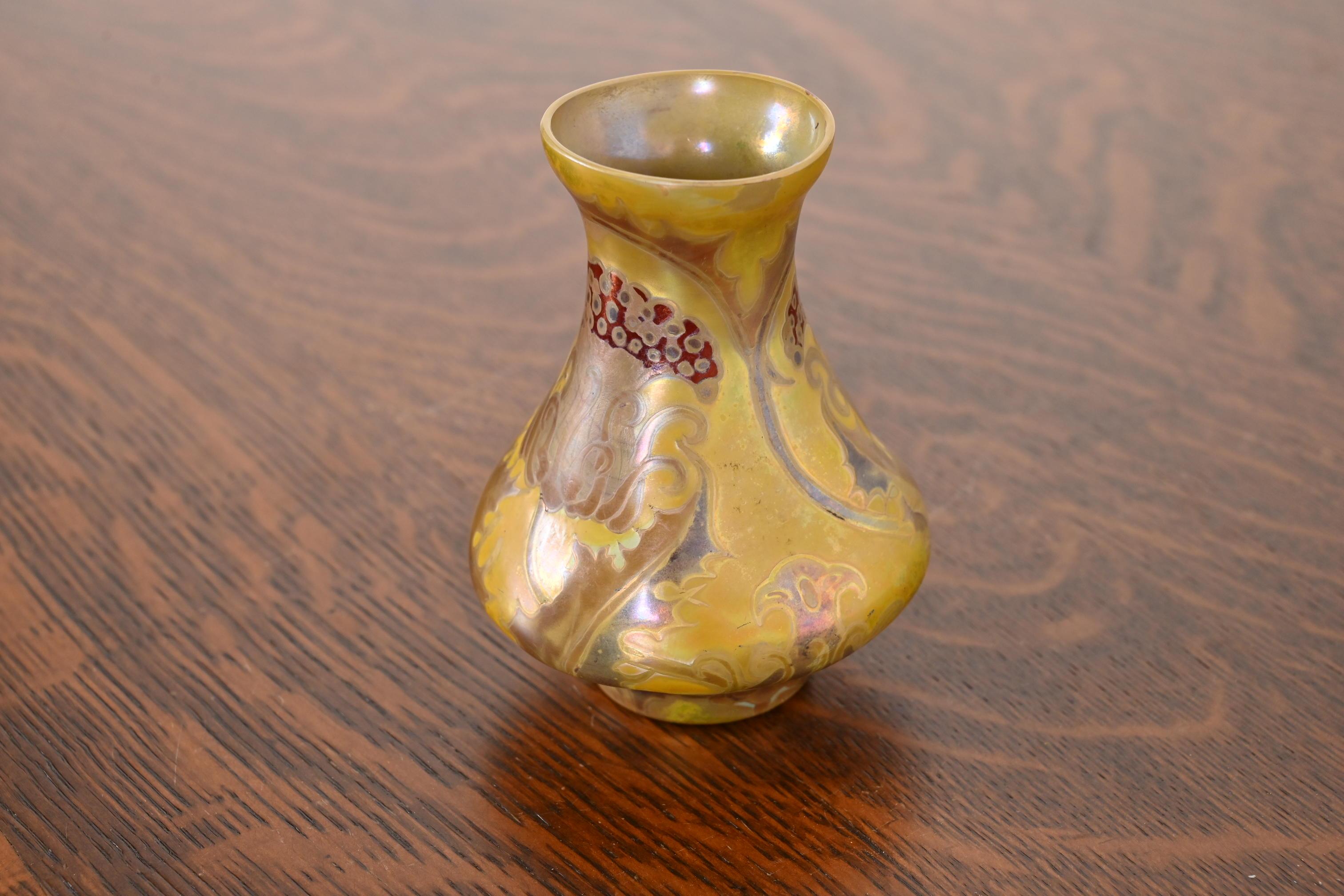 20th Century H. Copillet Et Cie Art Nouveau Iridescent Art Glass Bud Vase For Sale