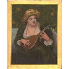 H. Crump - 1884 Oil, Lady and Lute