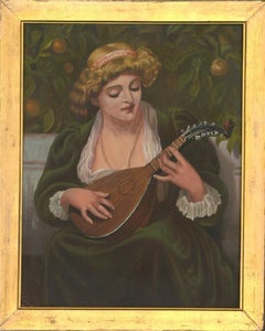 H. Crump - 1884 Oil, Lady and Lute