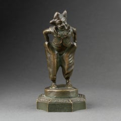 H. Dandois : "Clown de cirque", sculpture en bronze et mascotte de voiture datée de 1905