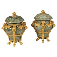 H. Dasson, Pair of covered Vases « with Lions », France, Circa 1880