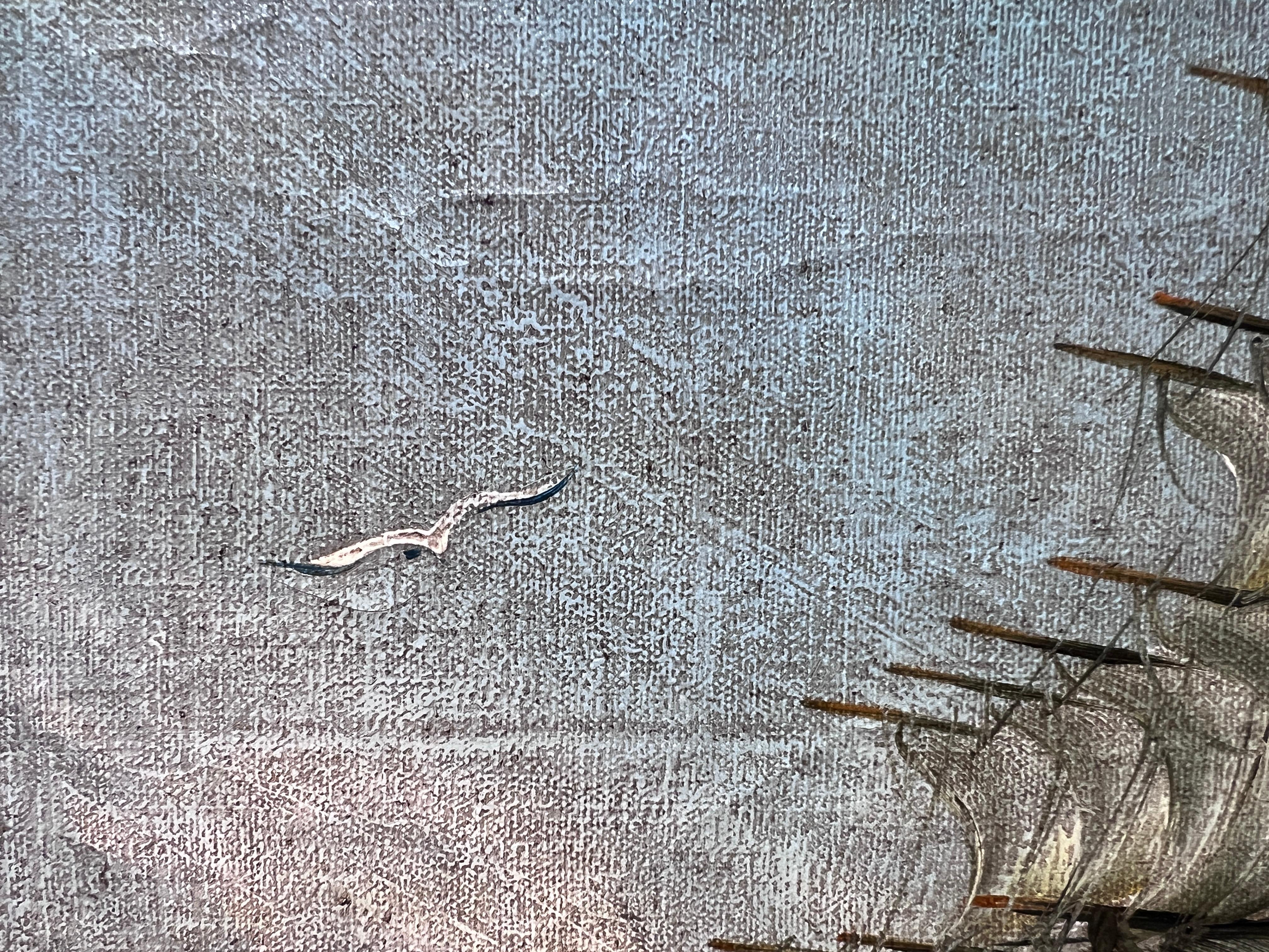 H. De Ruyser Peinture à l'huile sur toile d'époque, paysage marin, encadrée en vente 9