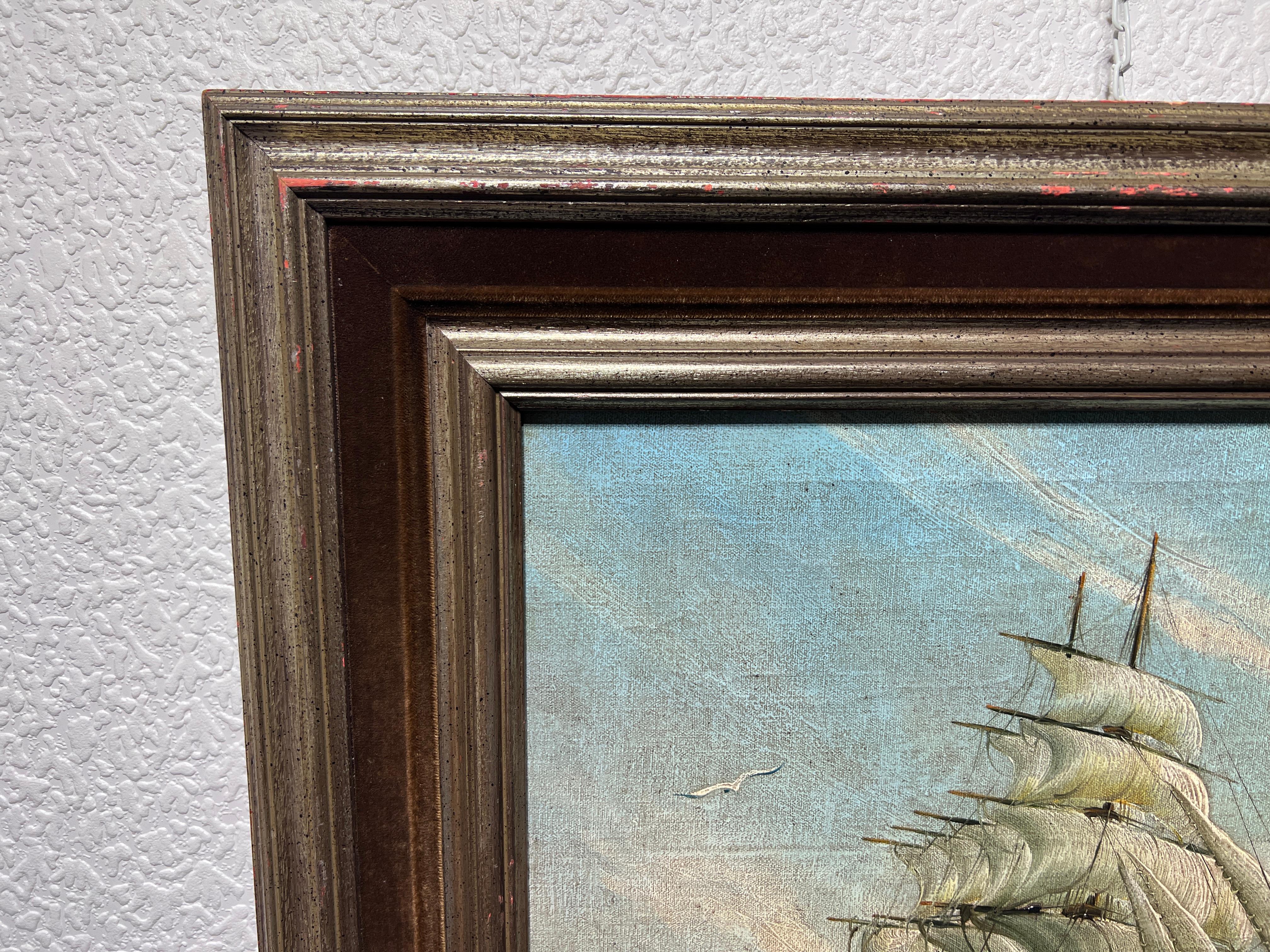 H. De Ruyser Peinture à l'huile sur toile d'époque, paysage marin, encadrée en vente 5