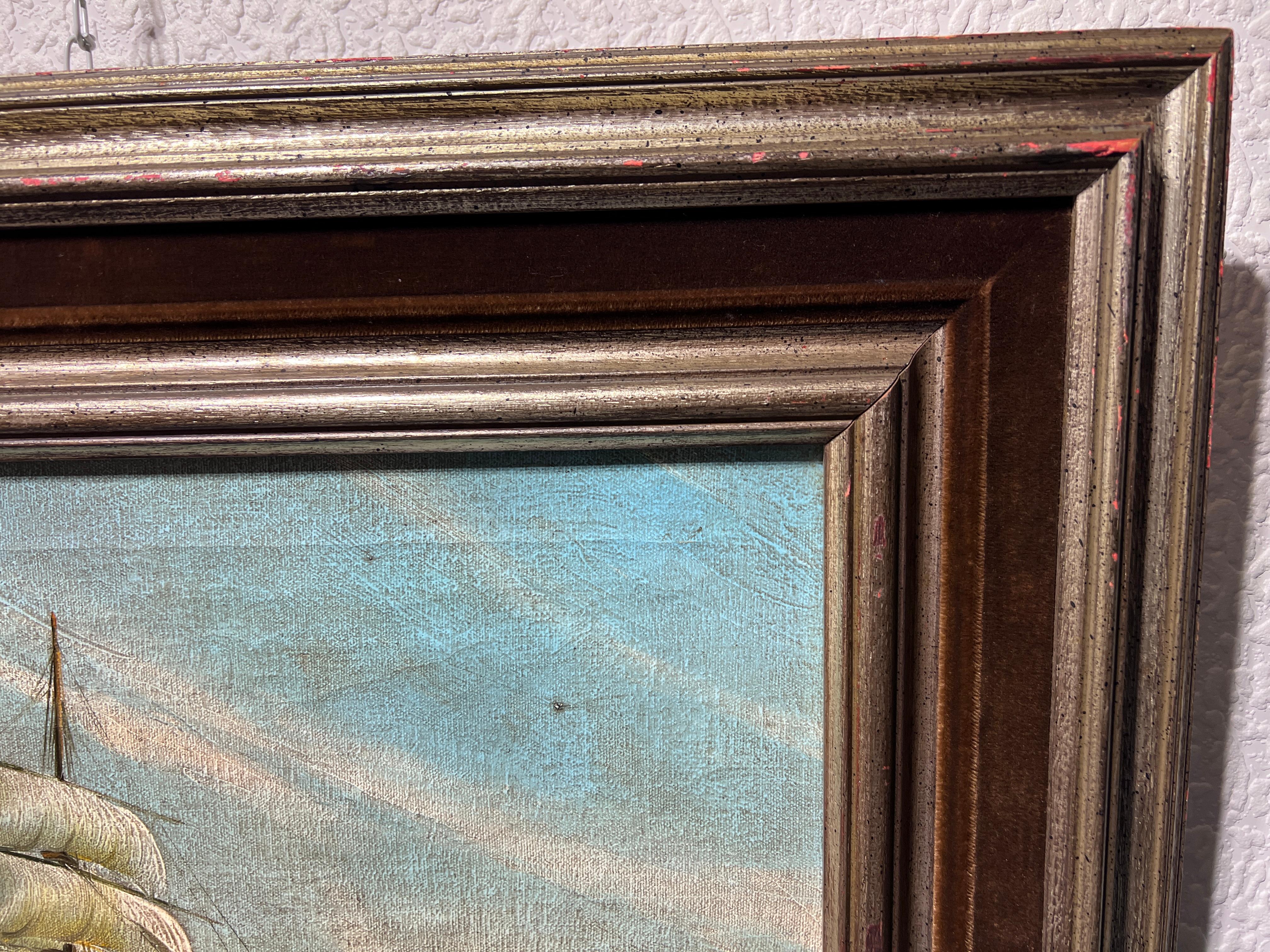 H. De Ruyser Peinture à l'huile sur toile d'époque, paysage marin, encadrée en vente 6