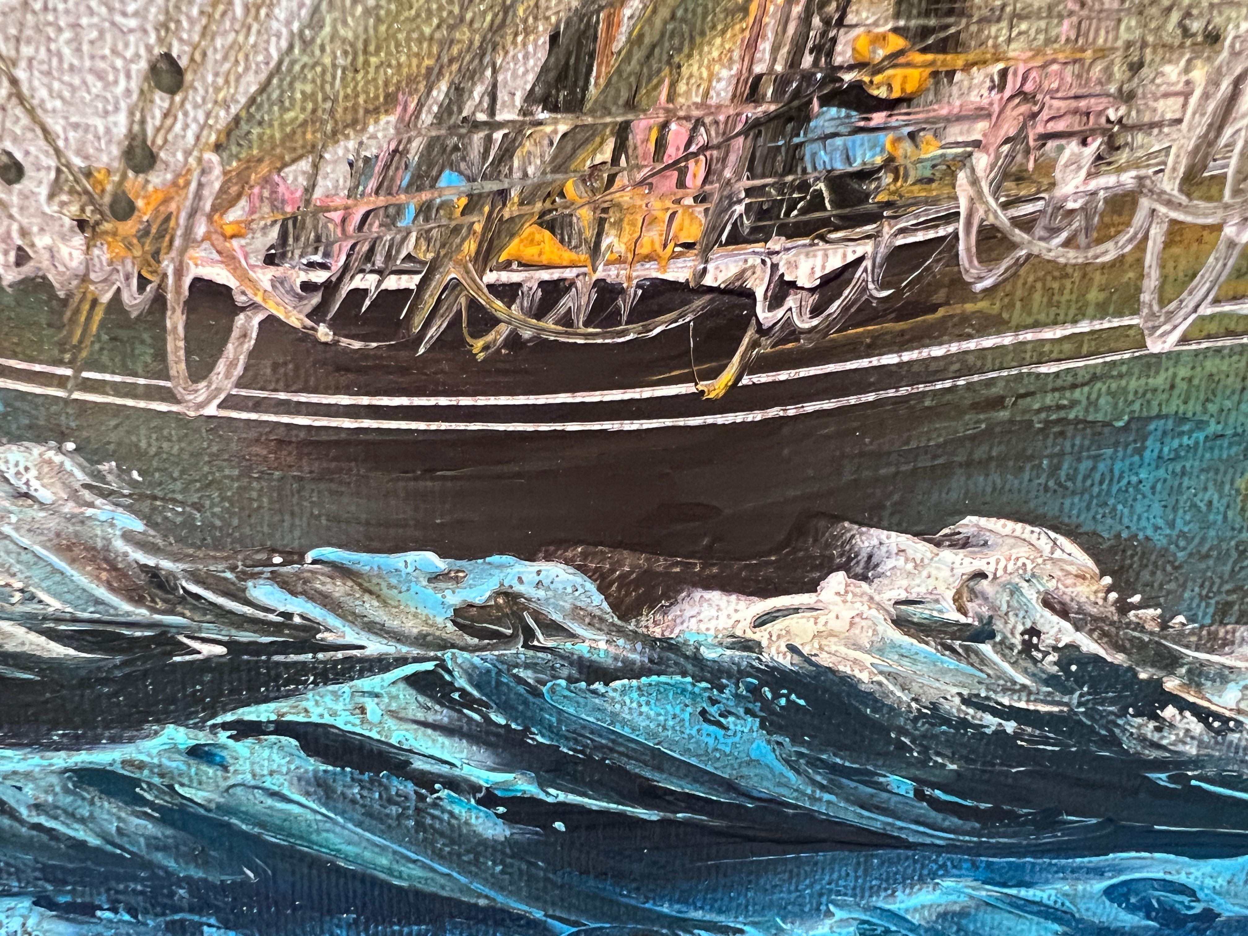 H. De Ruyser Peinture à l'huile sur toile d'époque, paysage marin, encadrée en vente 8