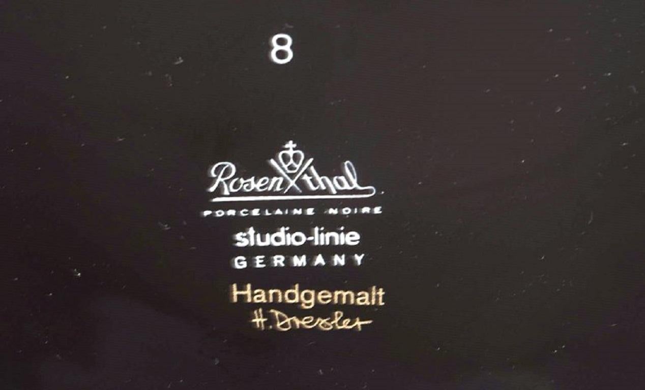 H. Dresler para Rosenthal. Cuenco / Plato de porcelana pintada a mano, años 80 finales del siglo XX en venta