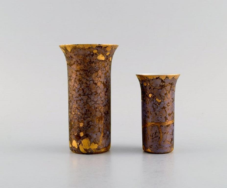 German H. Dresler for Rosenthal, Two Vases in Hand-Painted Porcelain, 1980s