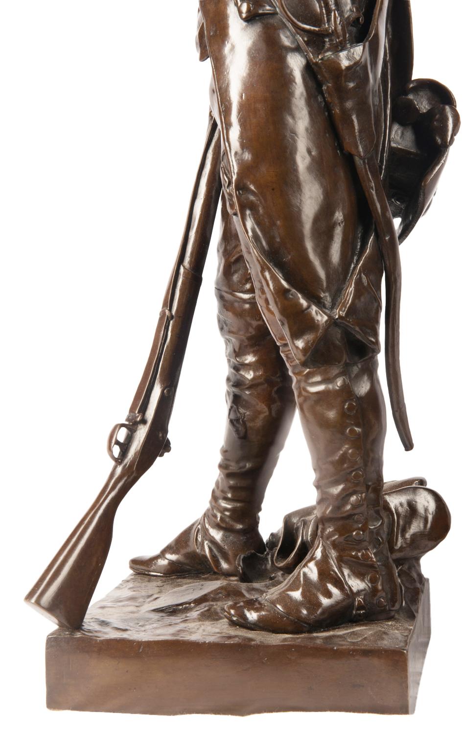 XIXe siècle Paire de soldats français en bronze du 19ème siècle de H. Dumaige en vente