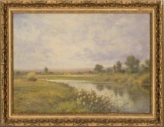 H. East (fl. 1890-1920) - Early 20th Century Oil, River Through The Hay Fields