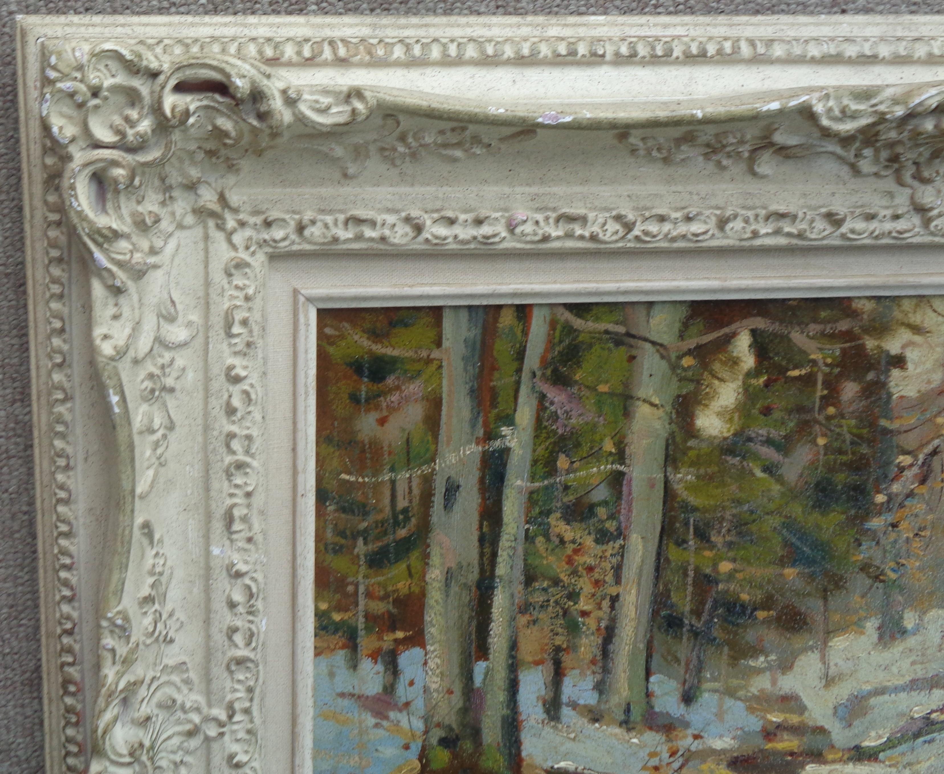 American Impressionist New York Artist H F Saloman Oil Painting Winter Brook For Sale 5