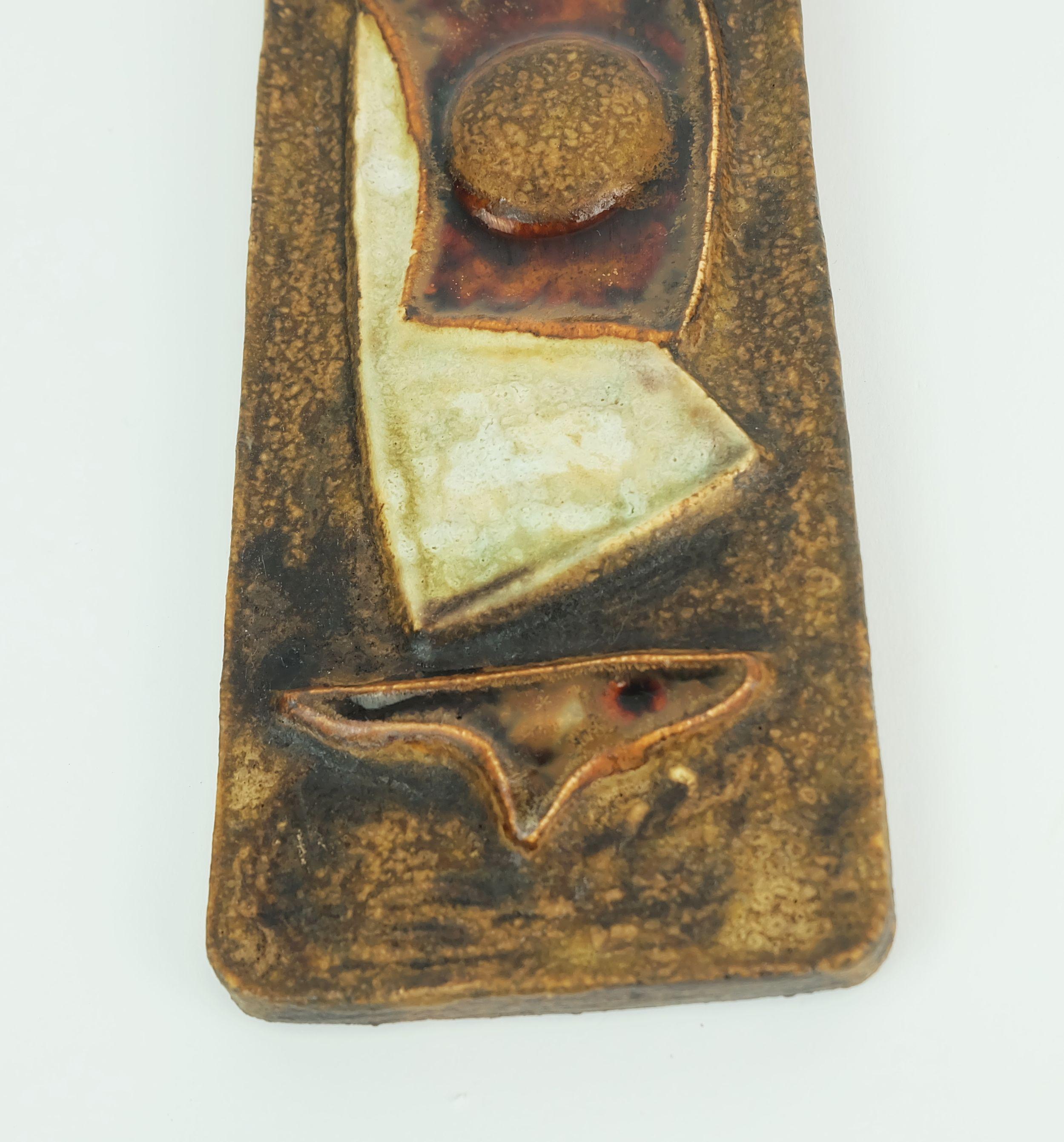 h. f. schaeffenacker WALL TILE  model N 3 with sailboat motif 1960s 70s In Good Condition In Mannheim, DE