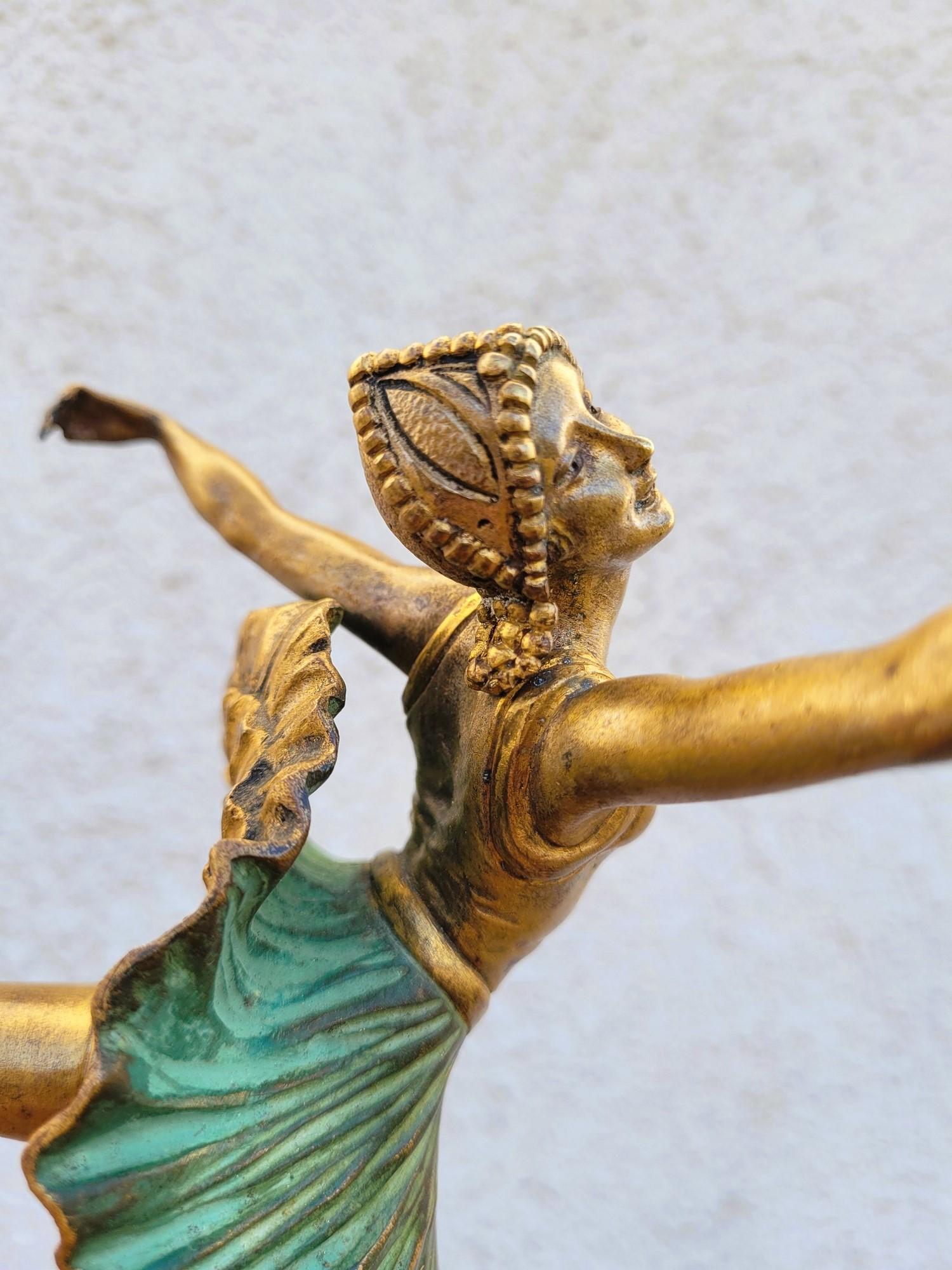 Francese H. Fournier, Ballerina danzante, scultura in bronzo firmata, Art Déco, XX secolo in vendita