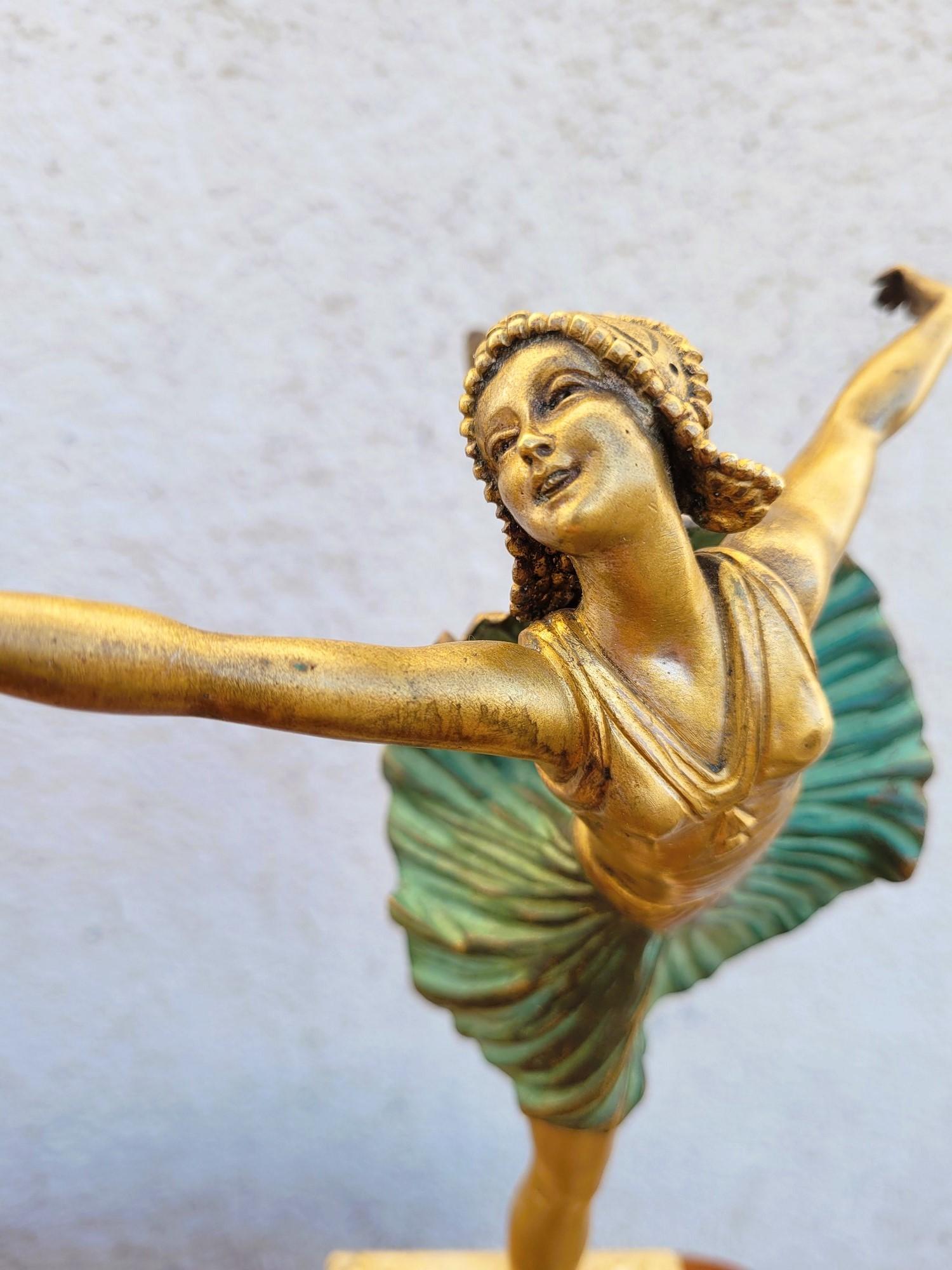 H. Fournier, Ballerina danzante, scultura in bronzo firmata, Art Déco, XX secolo in vendita 3