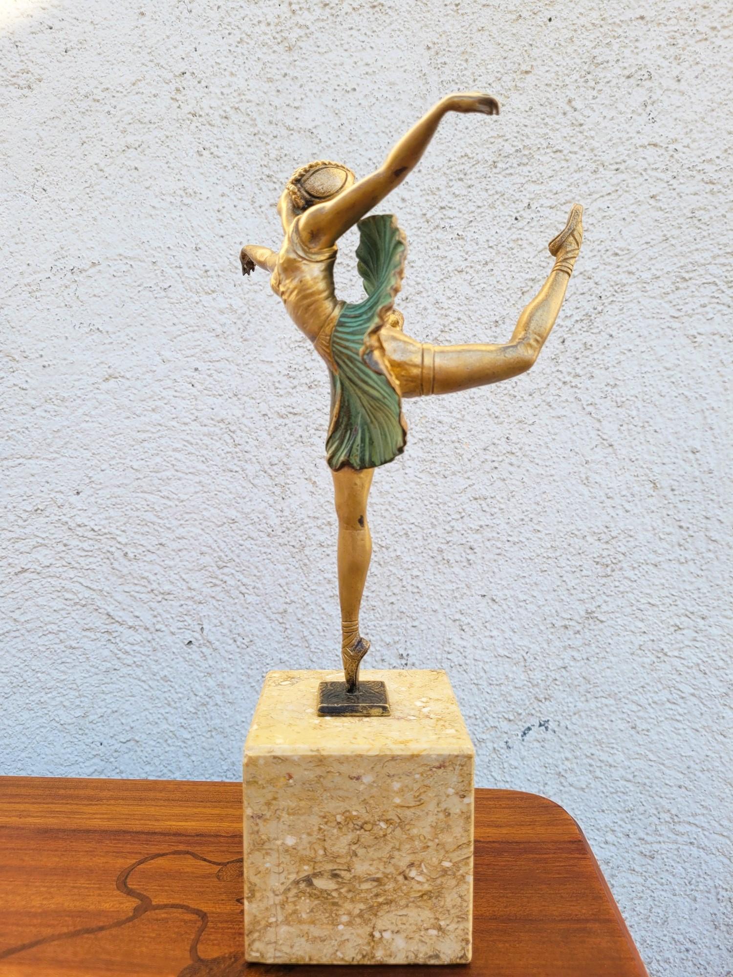 H. Fournier, Ballerina danzante, scultura in bronzo firmata, Art Déco, XX secolo in vendita 4