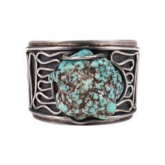 H. Fred Skaggs Arizona Modern Sterling Silver Sea Foam Turquoise Bracelet