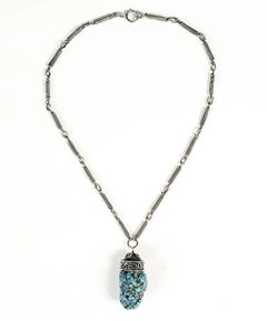 H. Fred Skaggs Arizona Modern Sterling Silver Sea Foam Turquoise Necklace