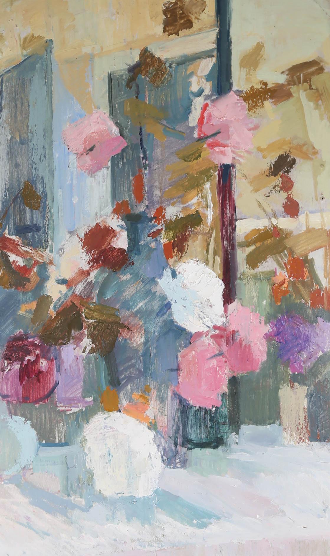 H. G. Foster – Ölgemälde, florale Formen, Mitte des 20. Jahrhunderts 3