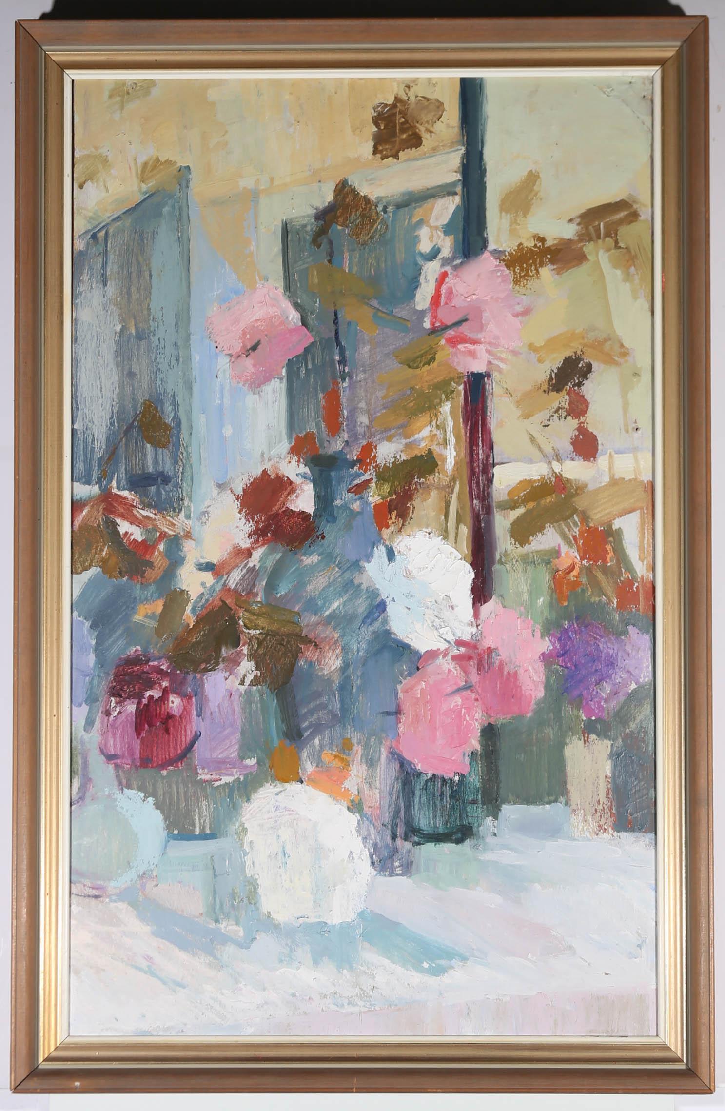 H. G. Foster – Ölgemälde, florale Formen, Mitte des 20. Jahrhunderts 4