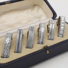 H. G. Murphy - Stylish art deco set of 6 sterling silver napkin rings - 1929