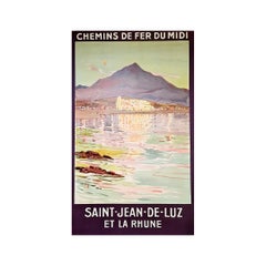 Affiche originale de 1925 pour Saint Jean de Luz et la Rhune - Chemin de fer - Tourisme