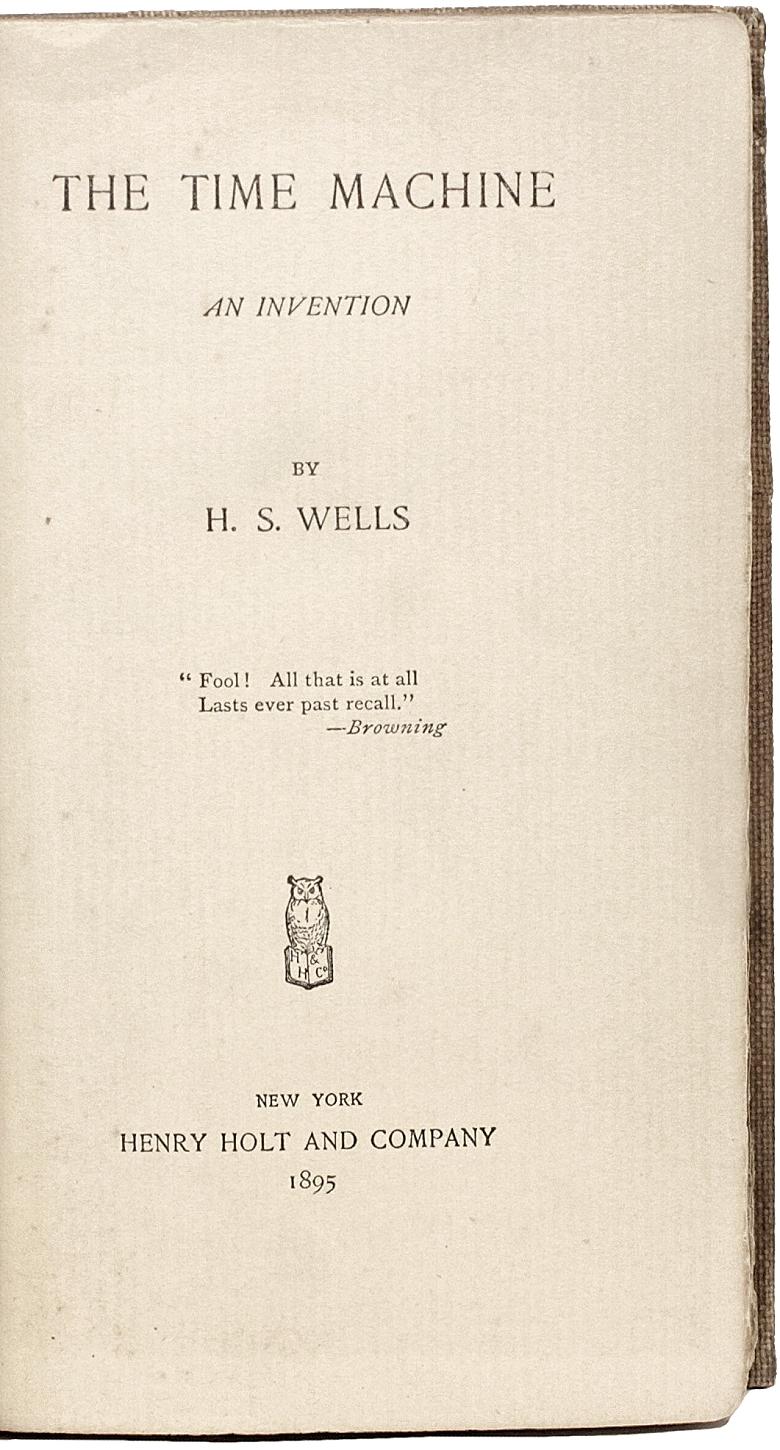 H. G. Wells, The Time Machine, première édition américaine, premier numéro, 1895 Bon état - En vente à Hillsborough, NJ