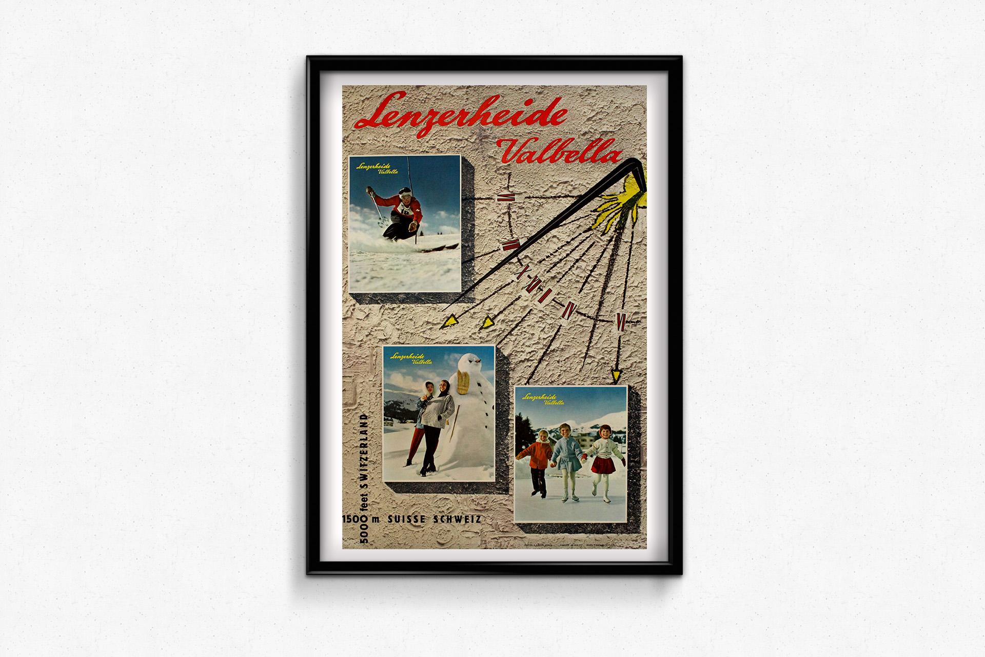 Circa 1960 original travel poster by H. Gabriel for Suisse Lenzerheide Valbella For Sale 1