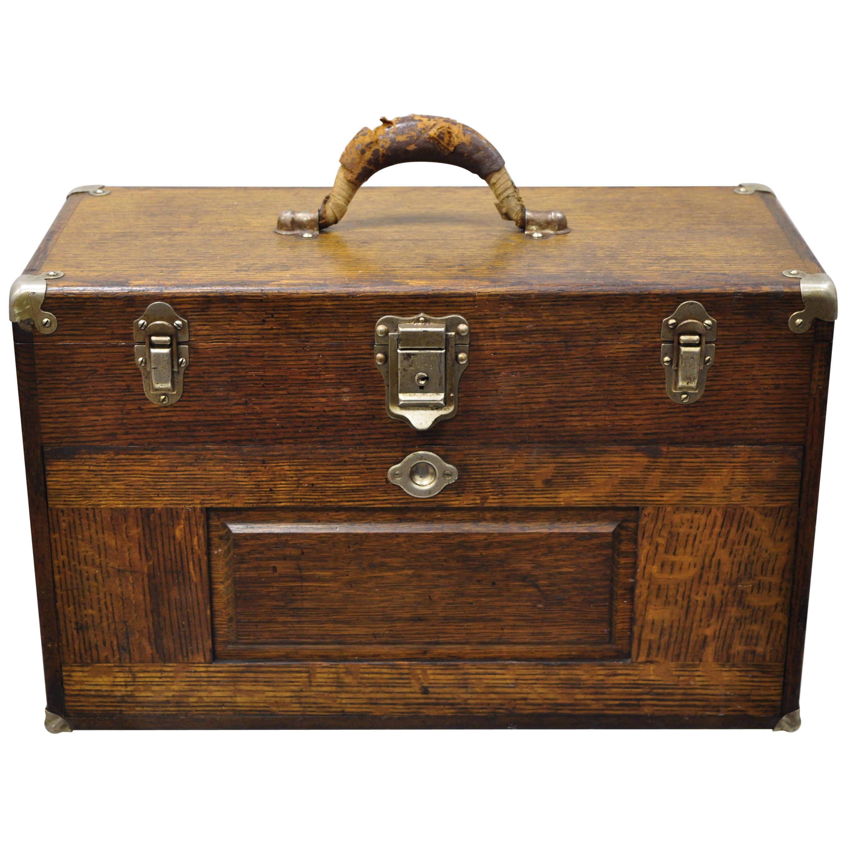 H. Gerstner & Sons Antique Oakwood Machinist 7 Drawer Tool Chest Box