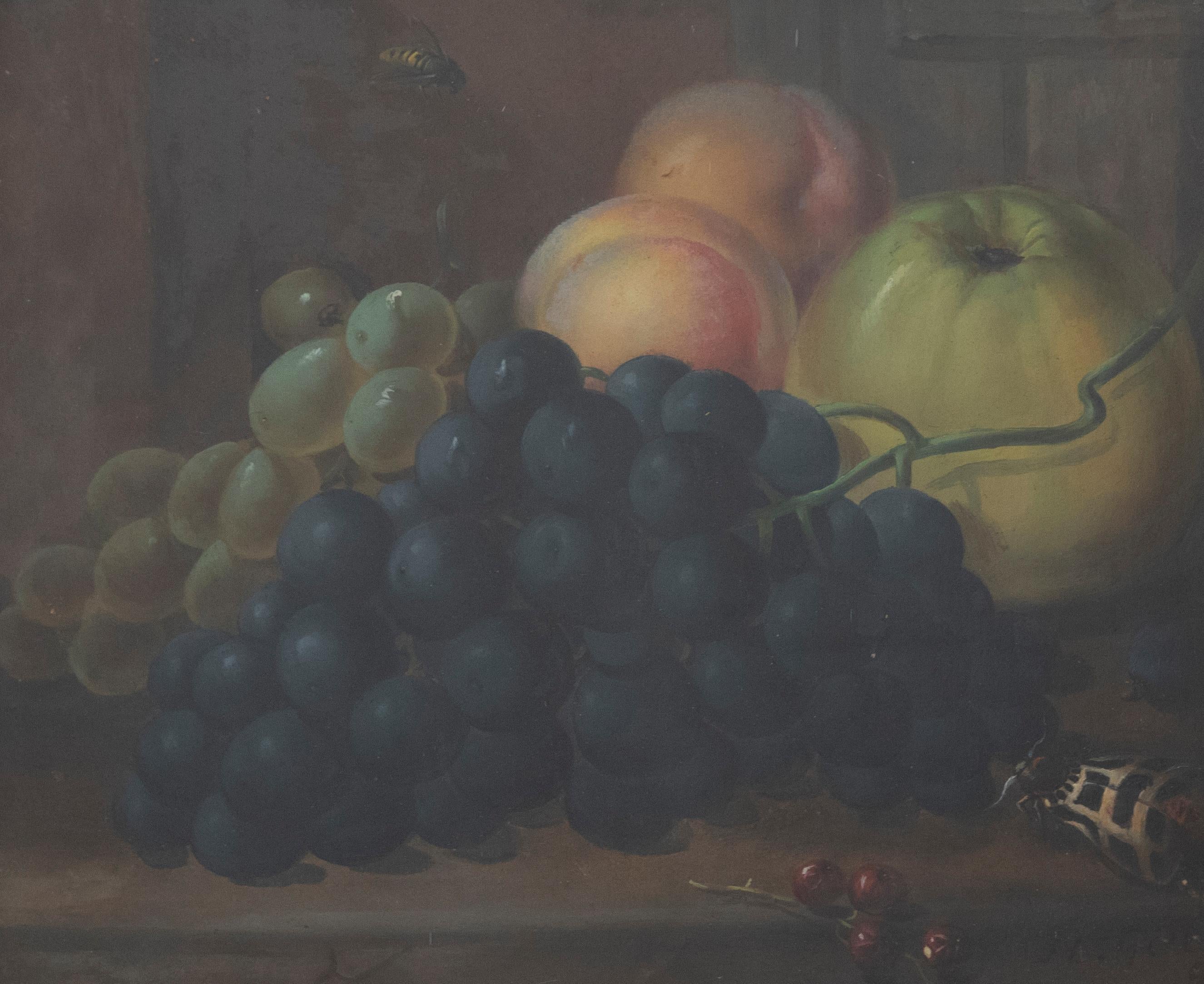  H. Gill - Framed 1892 Oil, Still Life with Grapes For Sale 1