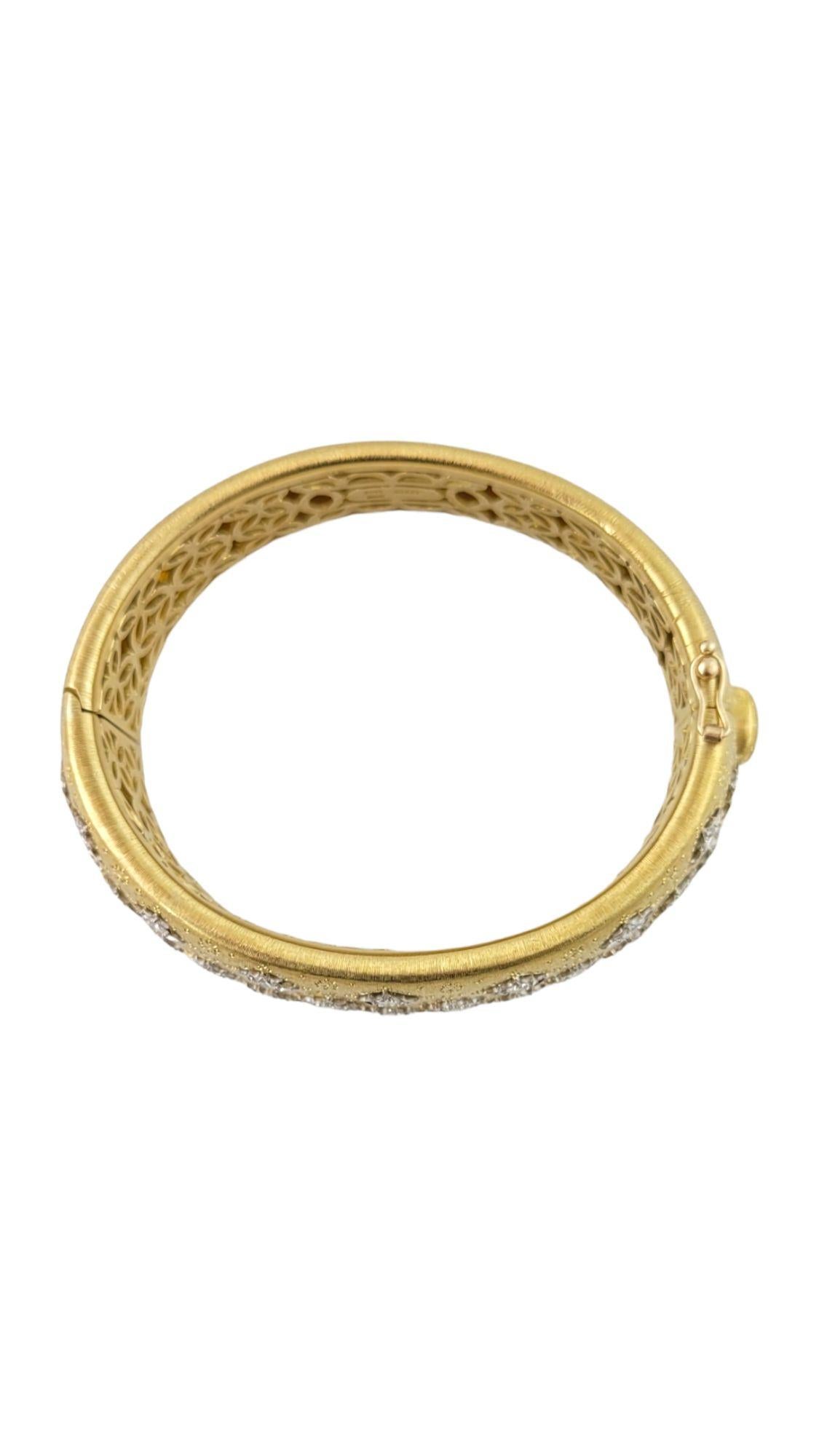 H. Gold 18K Yellow Gold Florentine Finish Diamond Bangle Bracelet 3