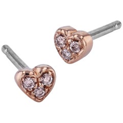 H & H 0.05 Carat Diamond Heart Stud Earrings