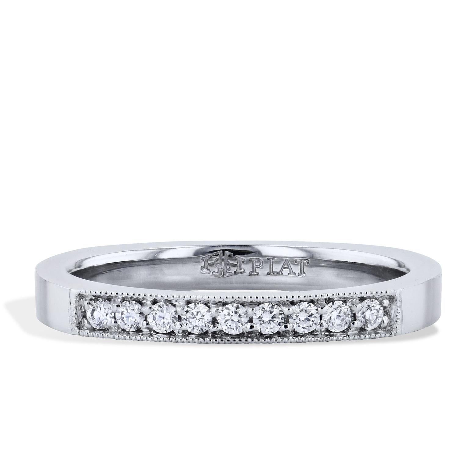 Anillo con banda de diamantes H&H de 0,10 quilates en platino en Nuevo estado para la venta en Miami, FL