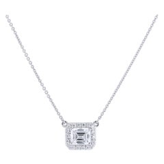 H & H 0.50 Carat Emerald Cut Diamond Pendant