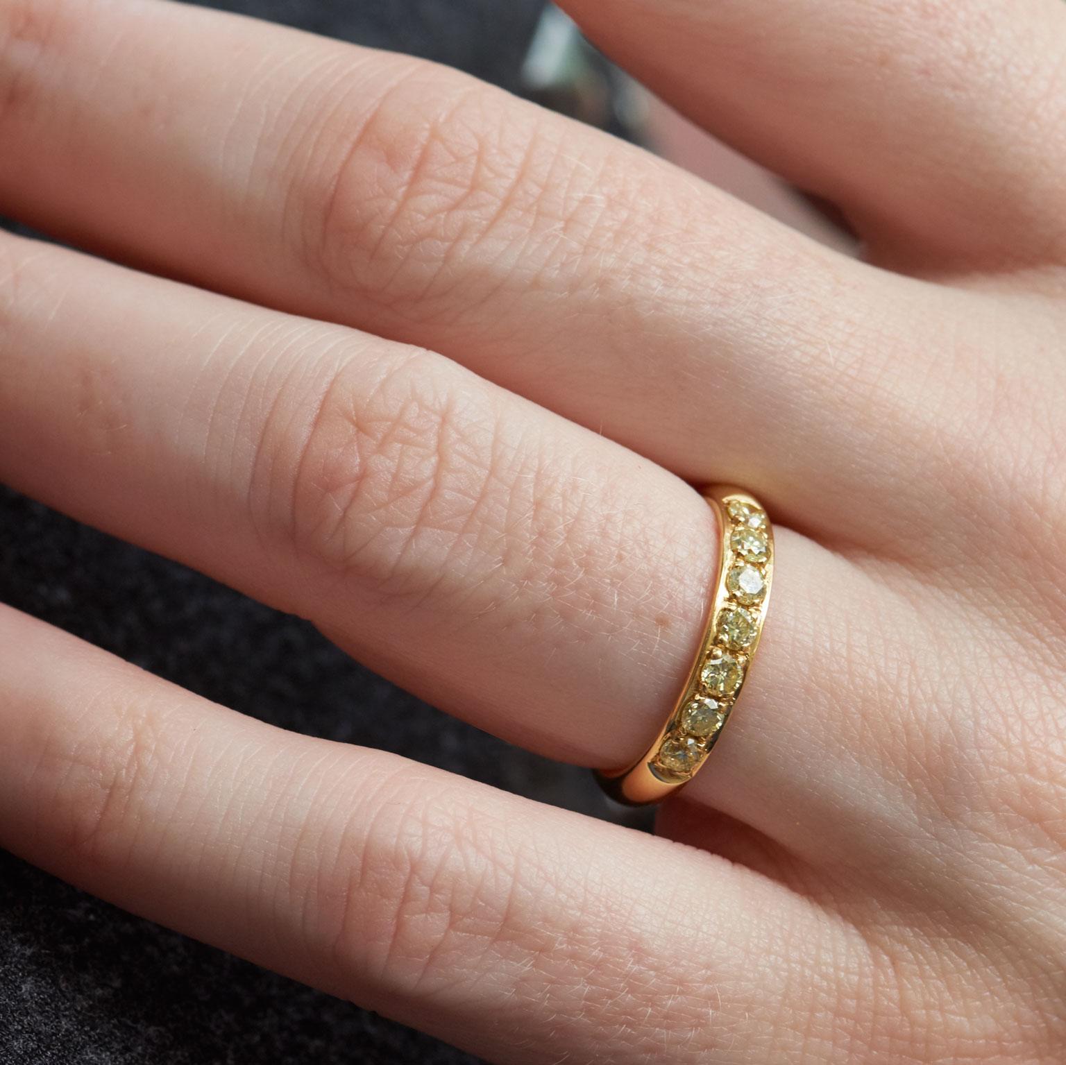 Women's H & H 0.56 Carat Fancy Intense Yellow Diamond Band Ring