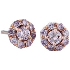 H. H. 0,60 Carati Naturale Pink Diamond Orecchini in Oro Rosa