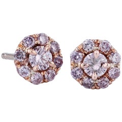 H&H Clous d'oreilles en or rose avec diamants roses naturels de 0,60 carat