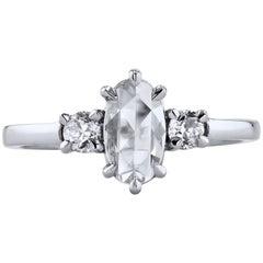 H & H Bague de fiançailles avec diamant taille rose 0,67 carat, taille 6,5