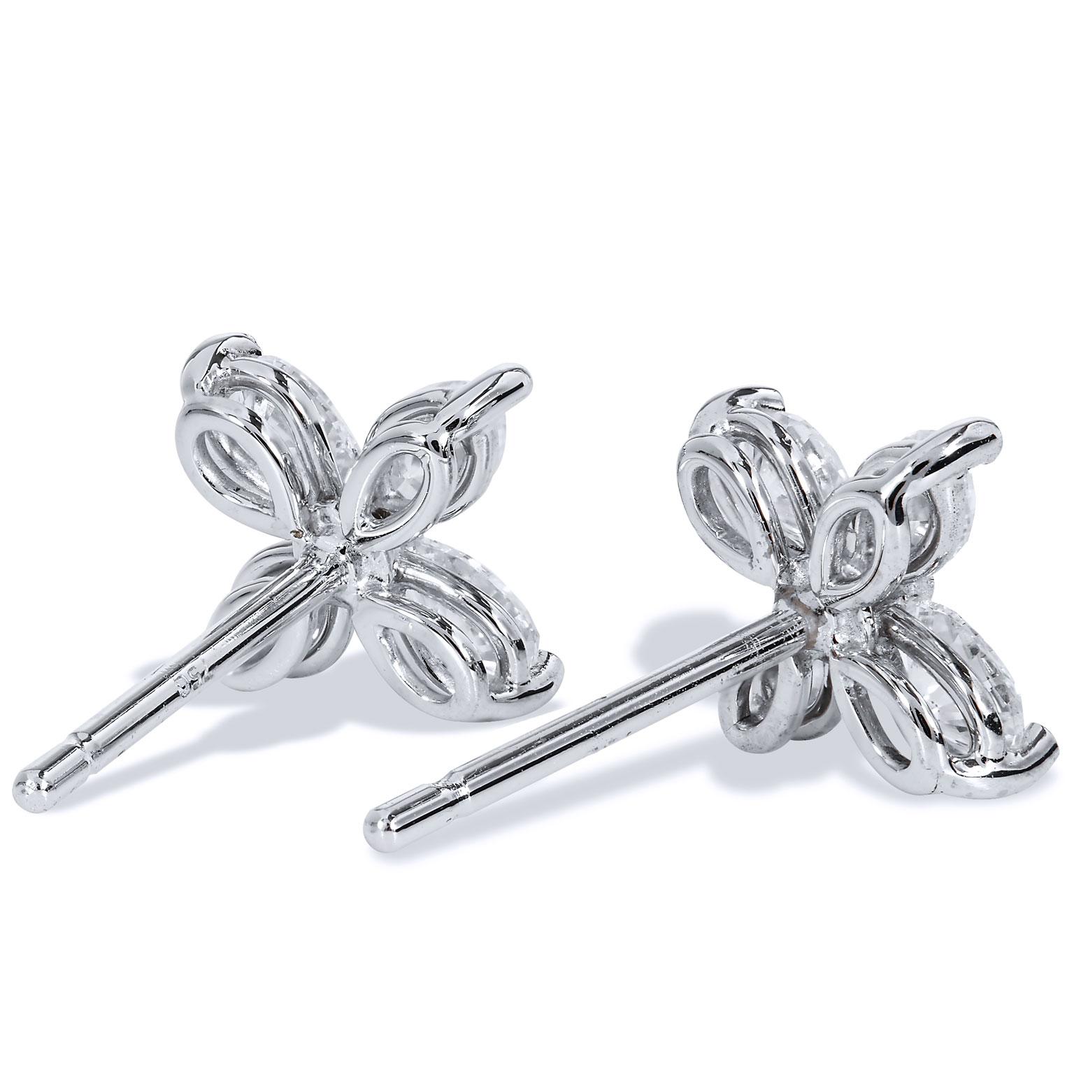 marquise flower diamond earrings