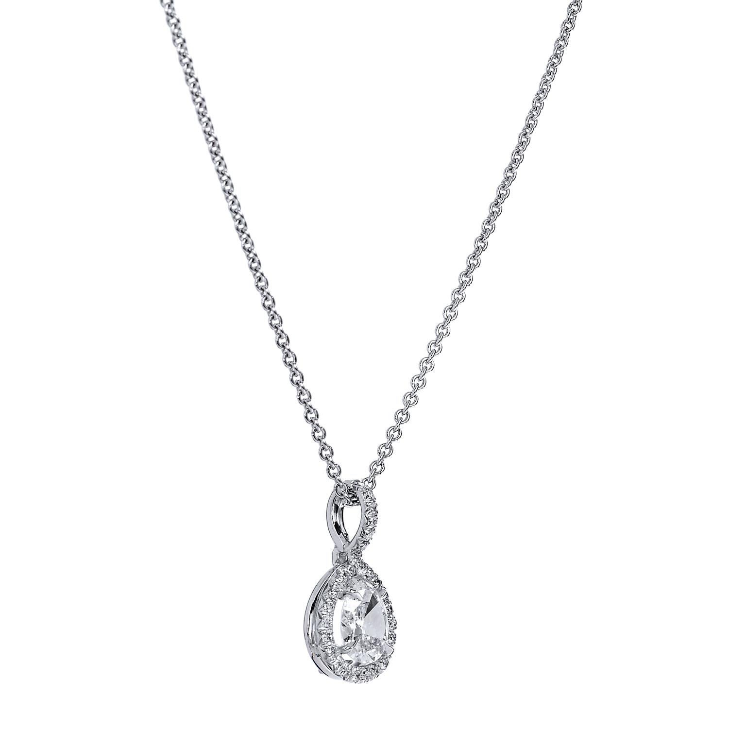 Women's 0.72 Carat Antique Pear Cut Diamond Pendant