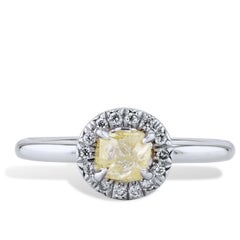 H & H 0.74 Carat Natural Rough Yellow Diamond Engagement Ring in 18 Kt 6