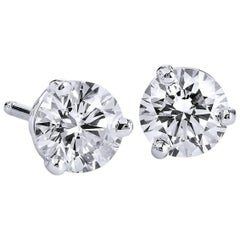 H & H 0.84 Carat Diamond Stud Earrings