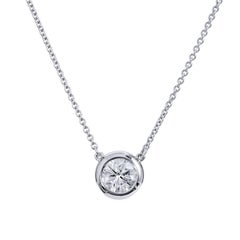 H & H 1.04 Carat Diamond Bezel Solitaire Pendant Necklace