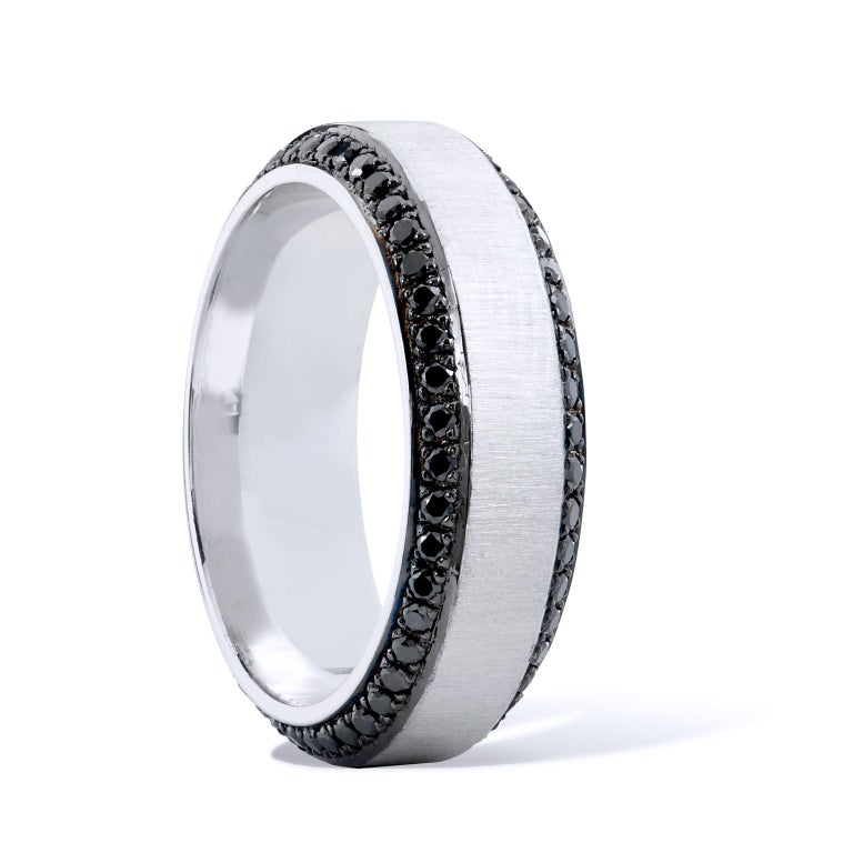 Men's 1.13 Carat Black Diamond and 18 karat Palladium Eternity Band Ring  Size 10.5 For Sale at 1stDibs | 38 ring size, size 38 ring, 10.5 ring size