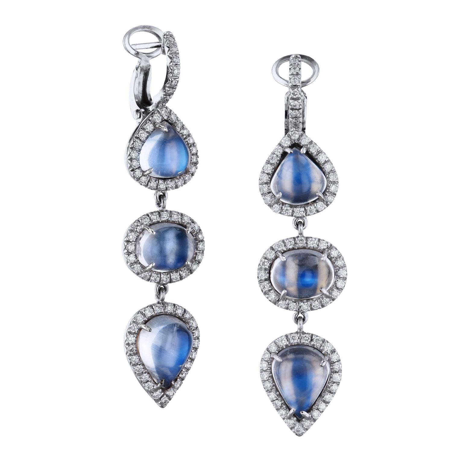 Women's H & H 12.50 Carat Moonstone Dangle Earrings