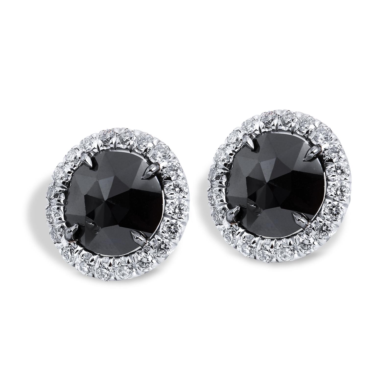 Women's H & H 1.42 Black Diamond Stud Earrings