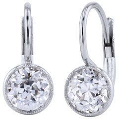 H & H 1.59 Carat Diamond Lever-Back Earrings