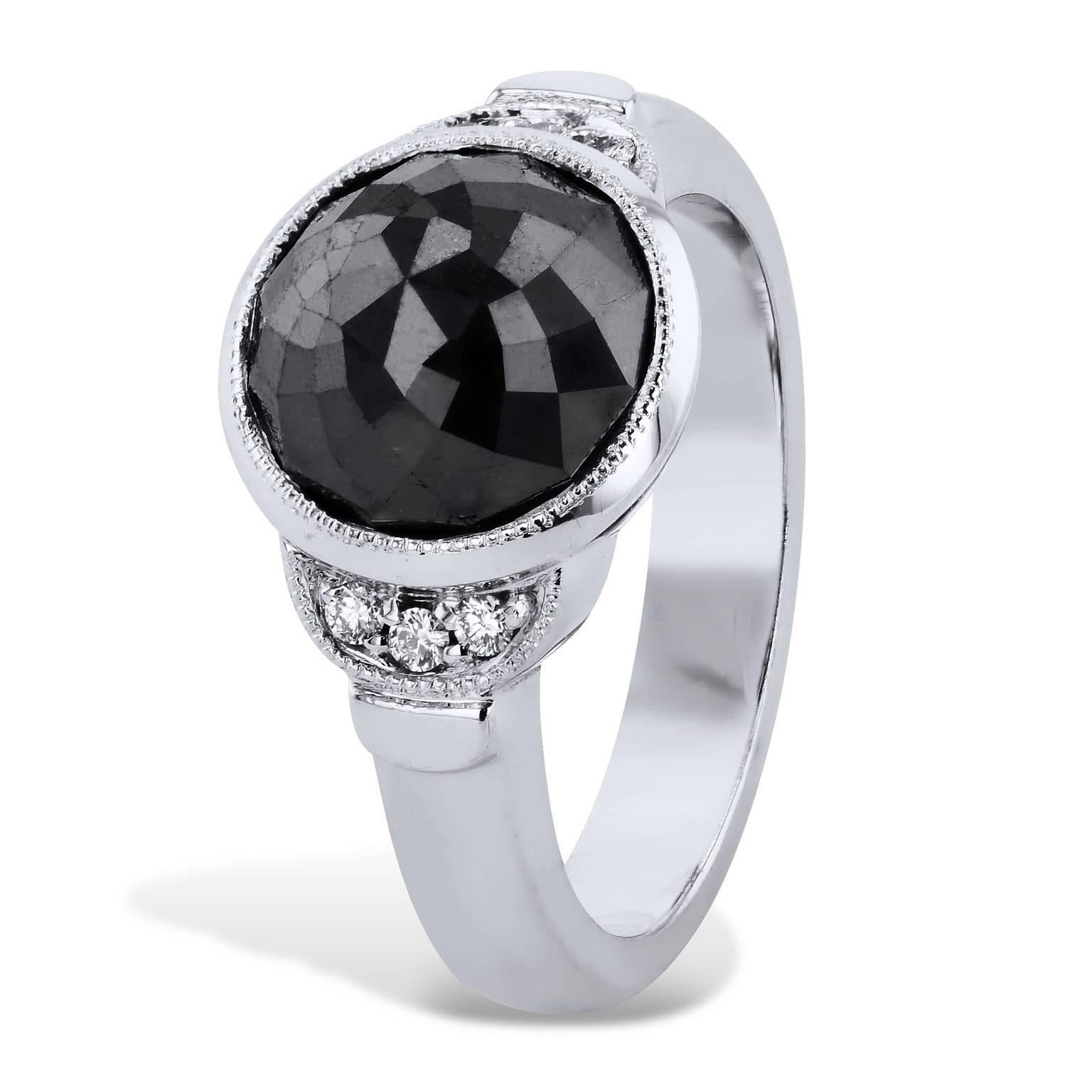 black diamond bezel ring